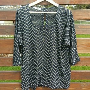 Maurice's Size1X. Navy and gold chevron sweater